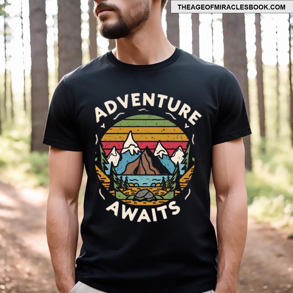 Adventure Awaits Retro Mountain T-shirt