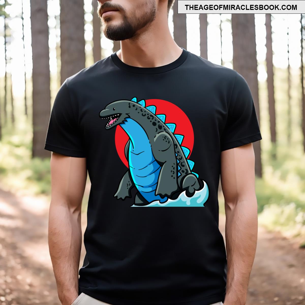Blue Godzilla With Blue Flames T-shirt