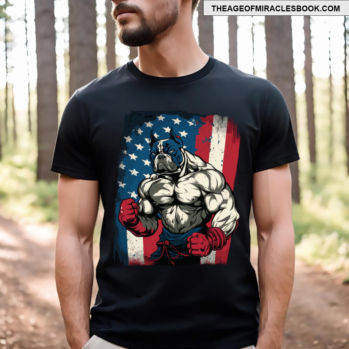 Boxing Dog Us Flag T-shirt