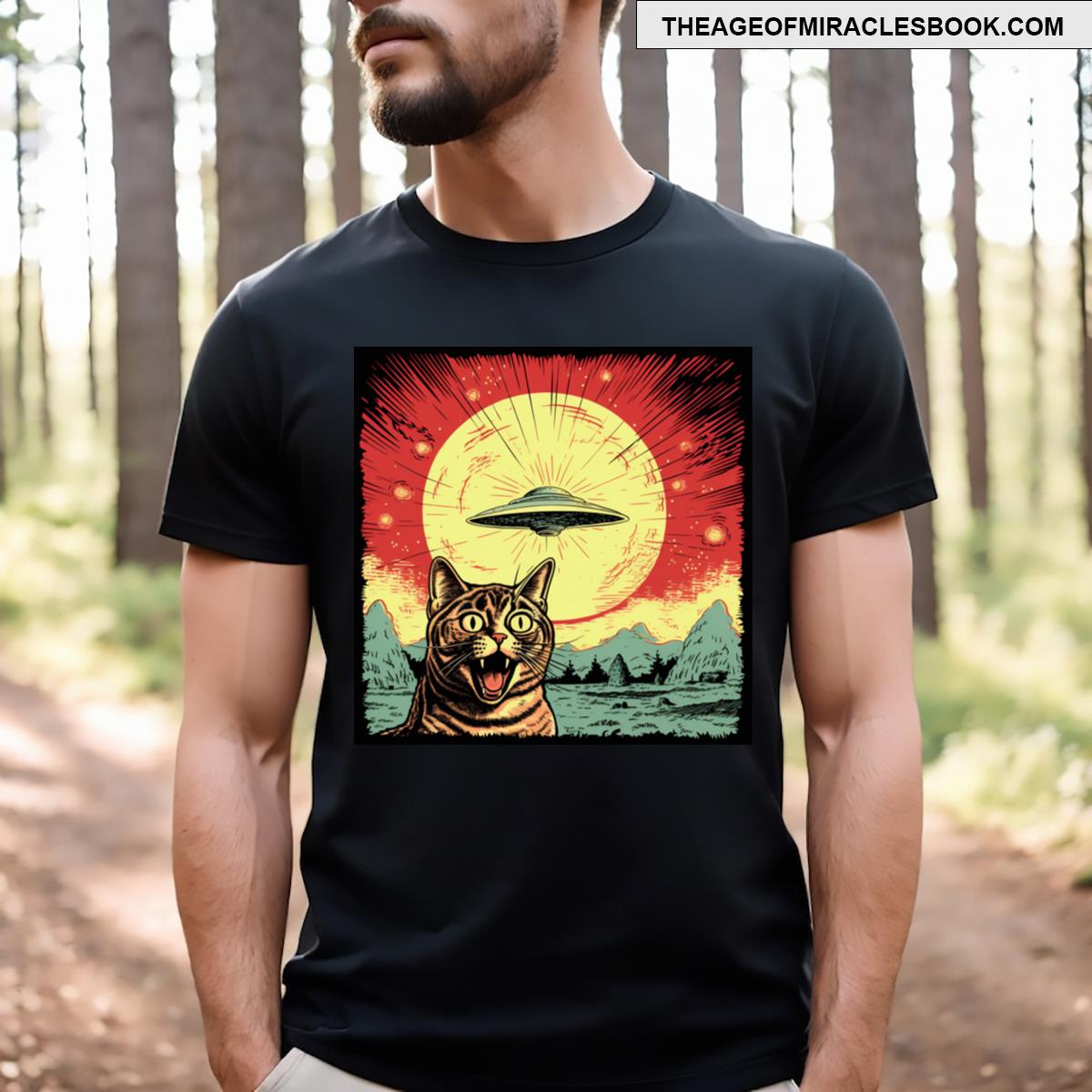 Cat Ufo And Panic T-shirt