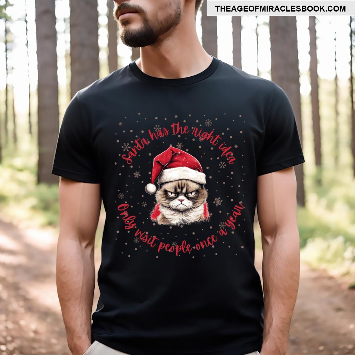 Grumpy Santa Clause Cat Christmas T-shirt