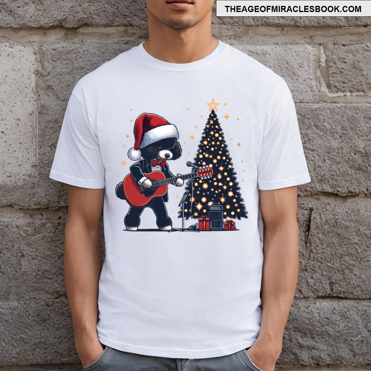 Poodle Playing Guitar Christmas T-shirt