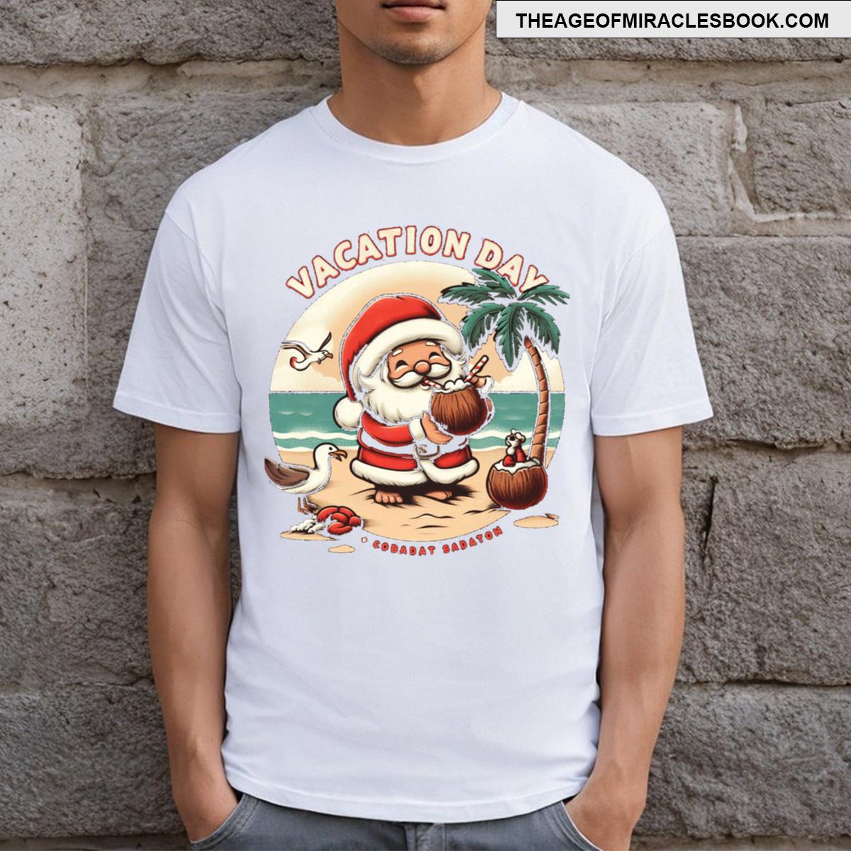 Santa Claus On Beach Vacation T-shirt