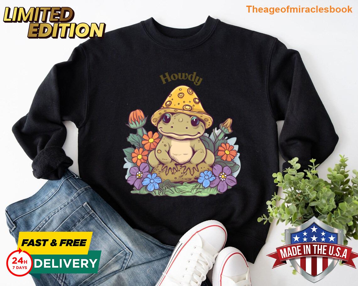 Cottagecore Frog Howdy T-shirt - Image 4