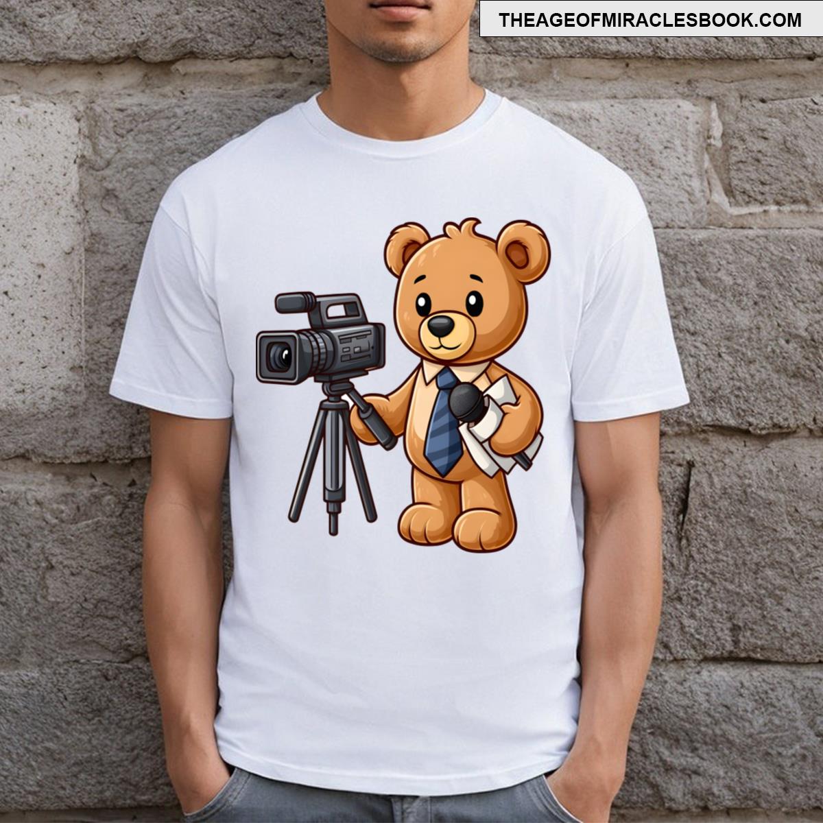 Cute Journalist Bear Kawaii T-shirt