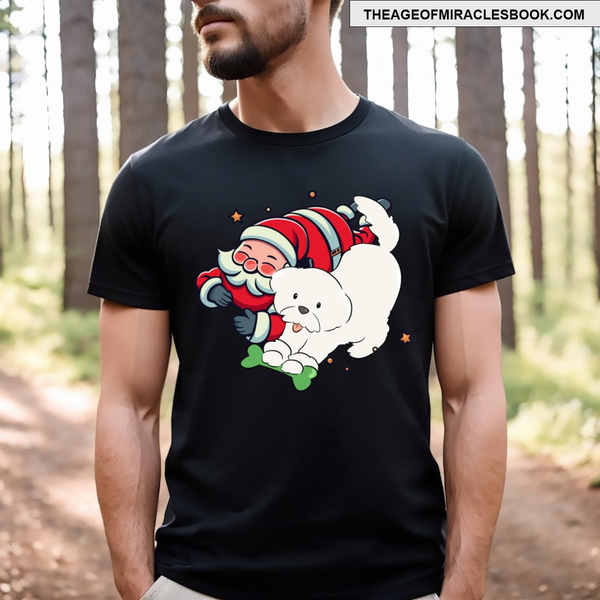 Santa Claus With Dog T-shirt