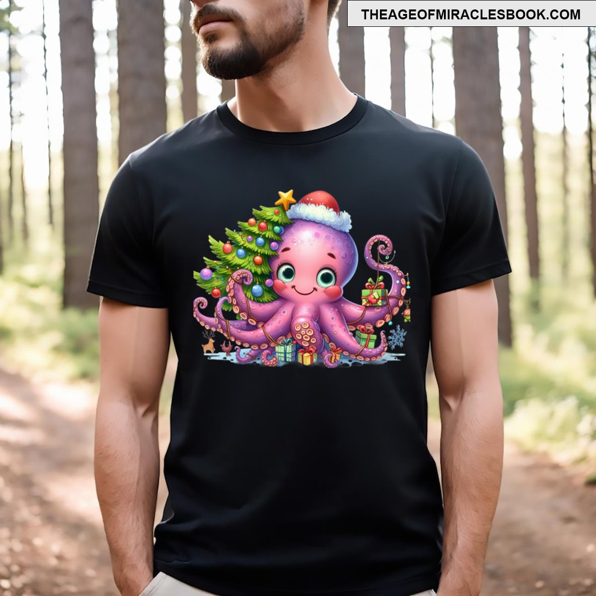 Cute Christmas Octopus T-shirt