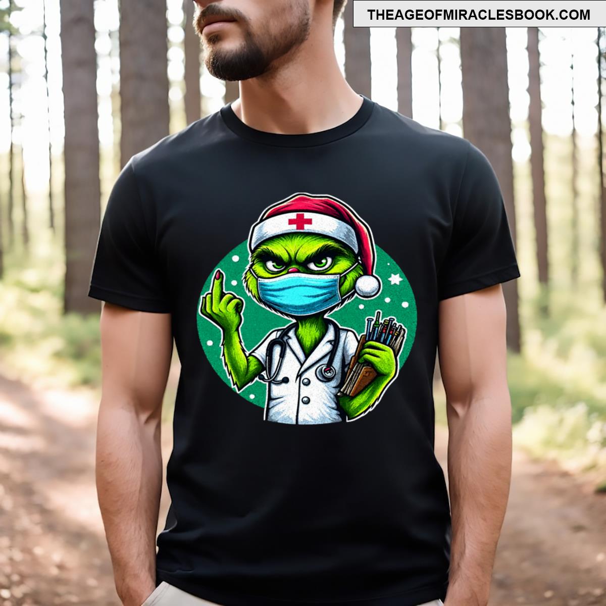 Nurse Grinch Middle Finger T-shirt