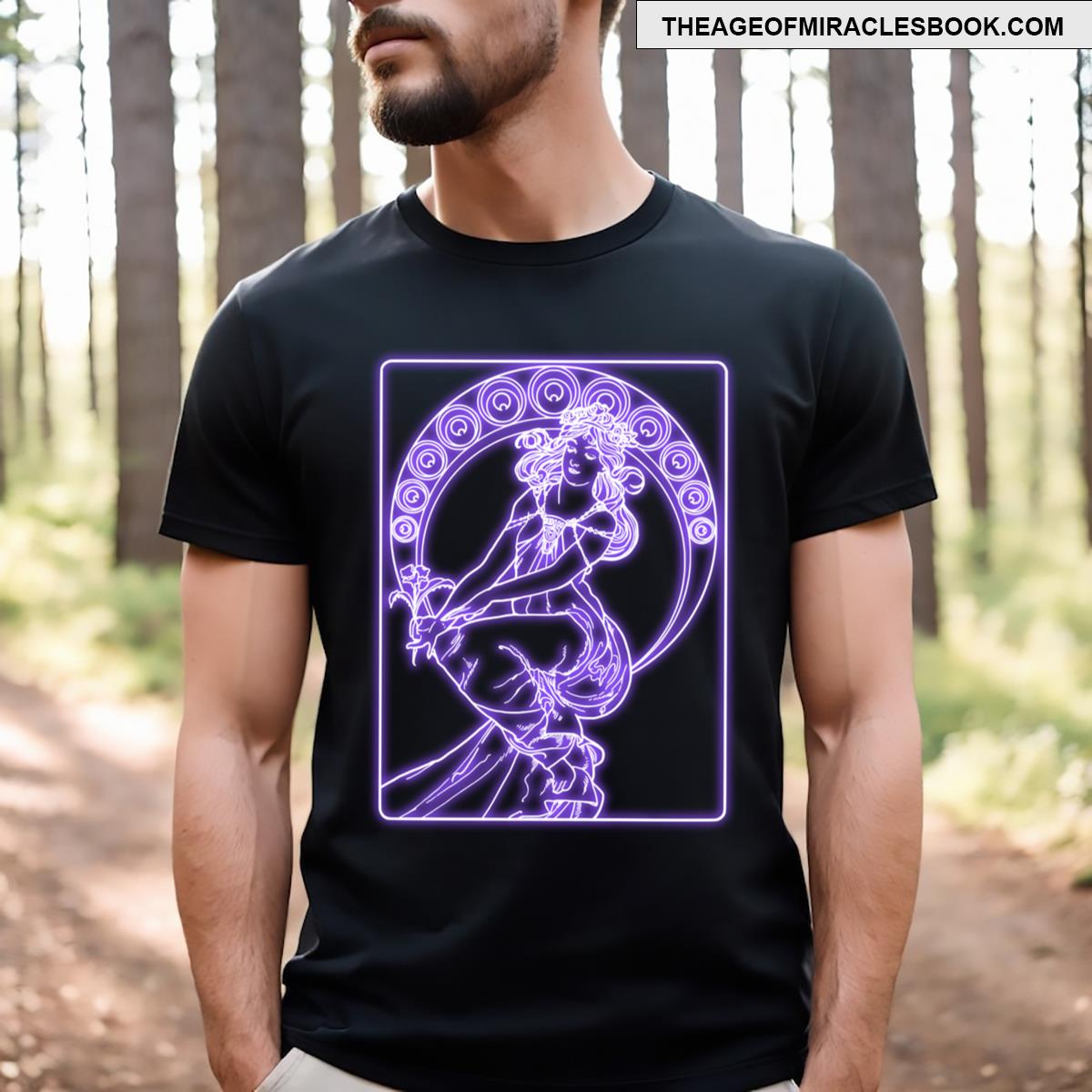Alphonse Mucha Violet Neon T-shirt