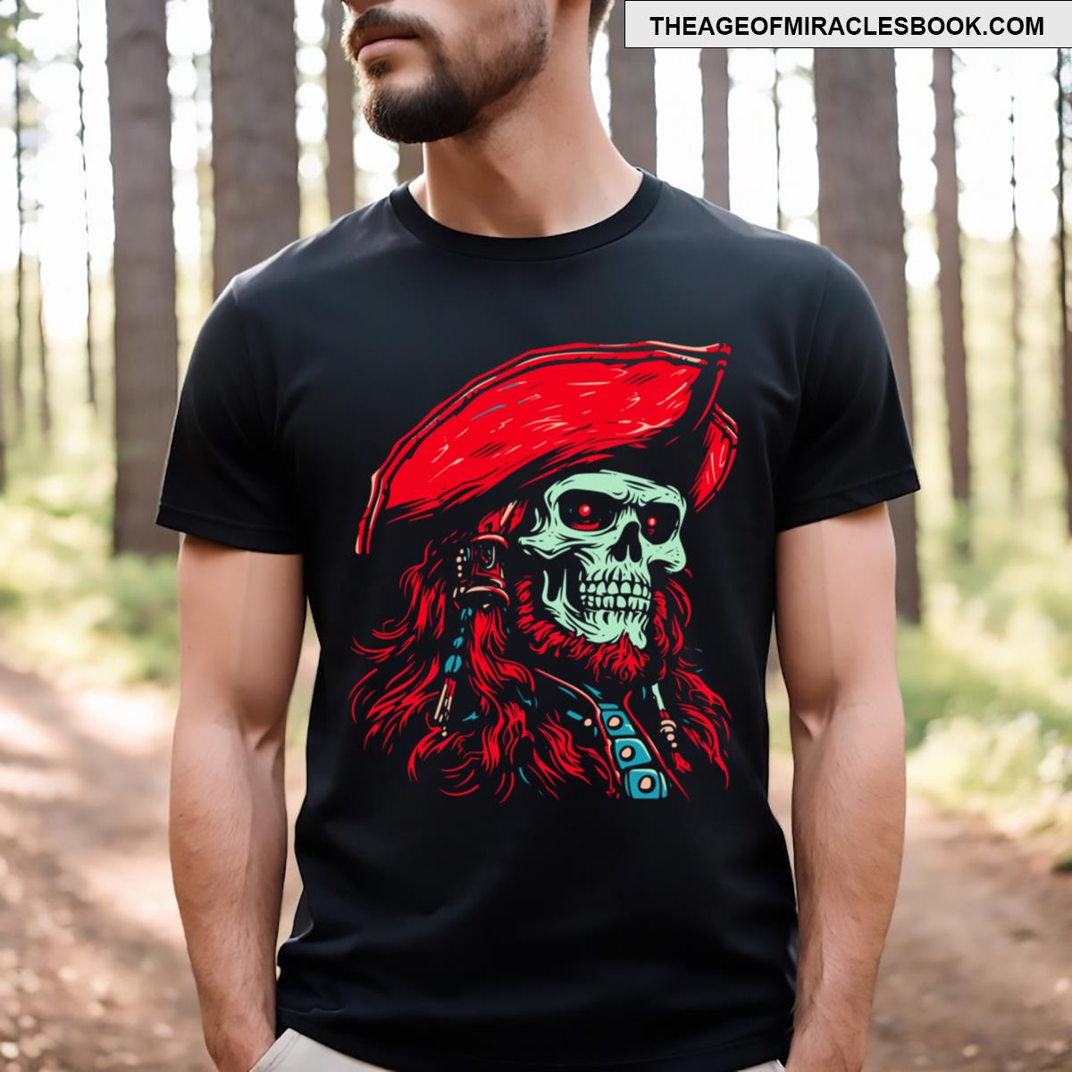 Ghost Captain Cursed Pirate Skull T-shirt