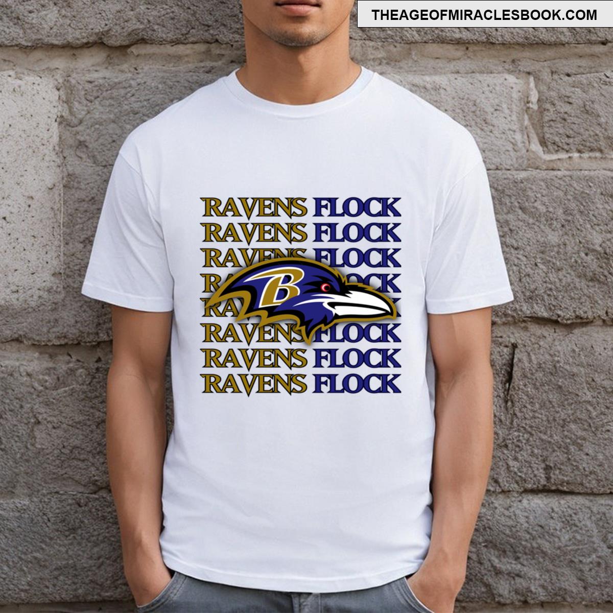 Baltimore Ravens Head Ravens Flock T-shirt