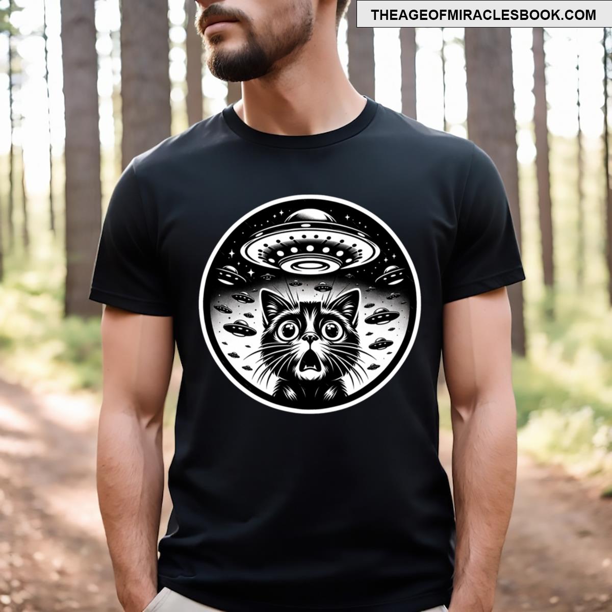 Alien Ufo Funny Cat T-shirt