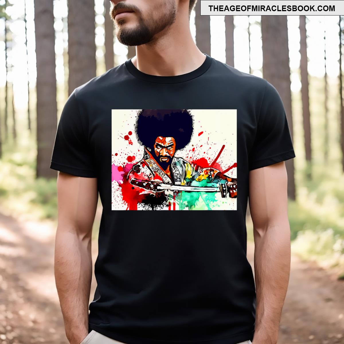Afro American Samurai Anime Cartoon T-shirt
