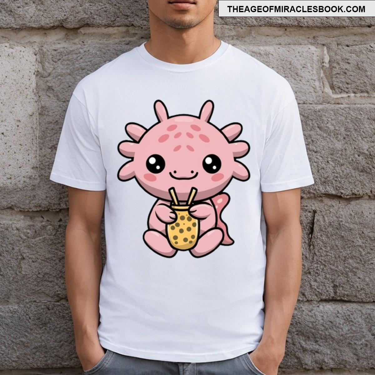 Axolotl Drinking Bubble Tea T-shirt