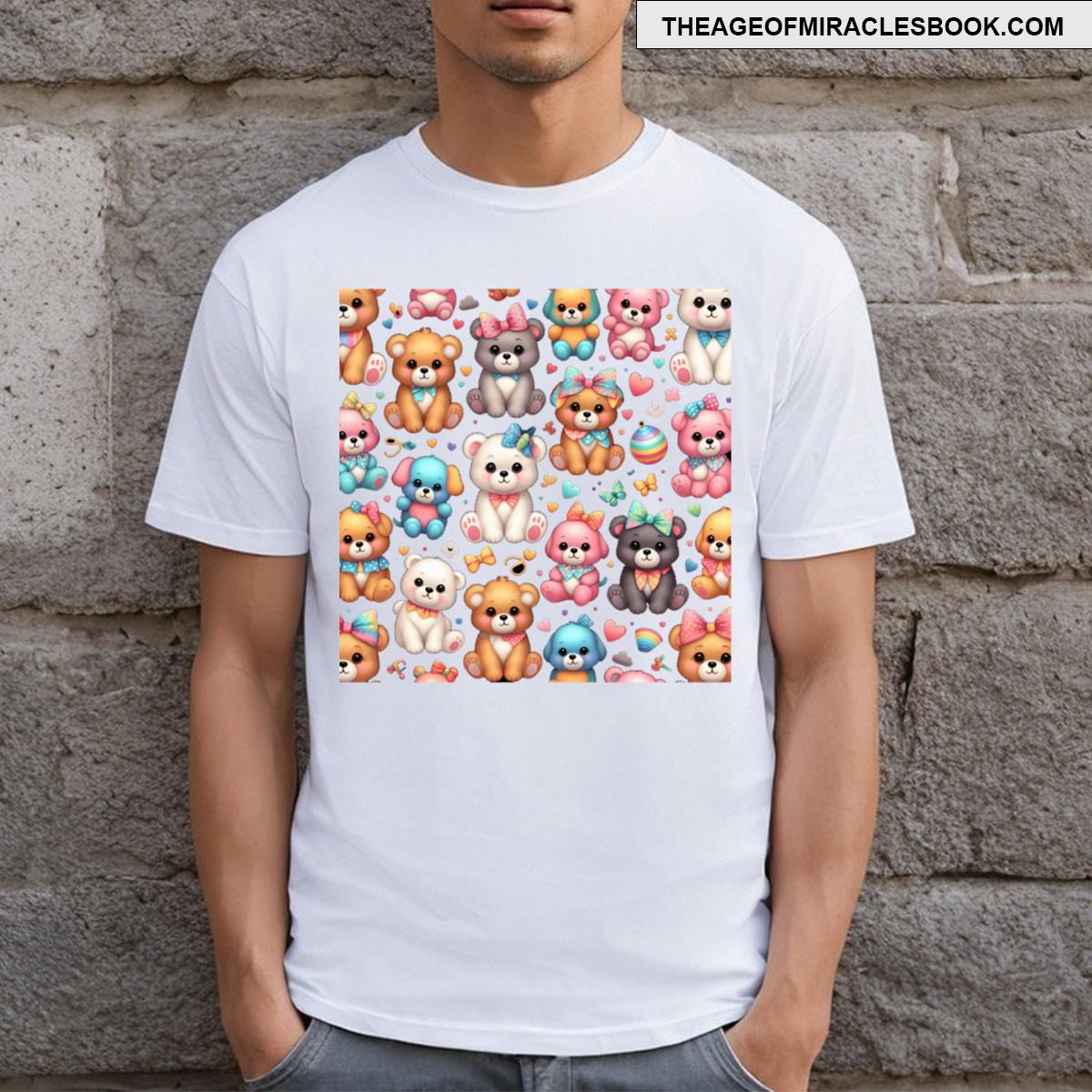 Cute Bear Pattern Adorable Wildlifeinspired Design T-shirt