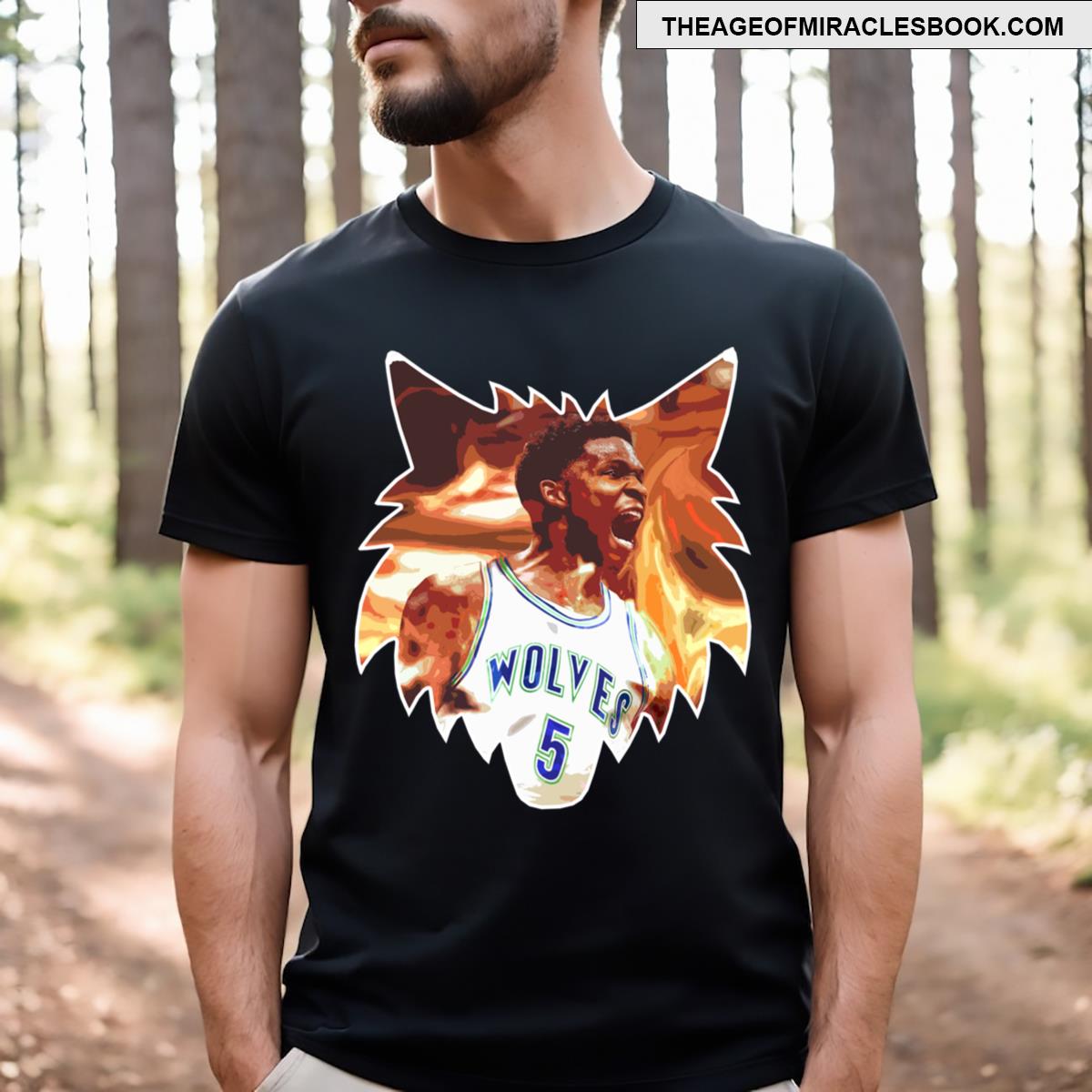 Ant Edwards On Fire Wolves Cartoon Rendition T-shirt