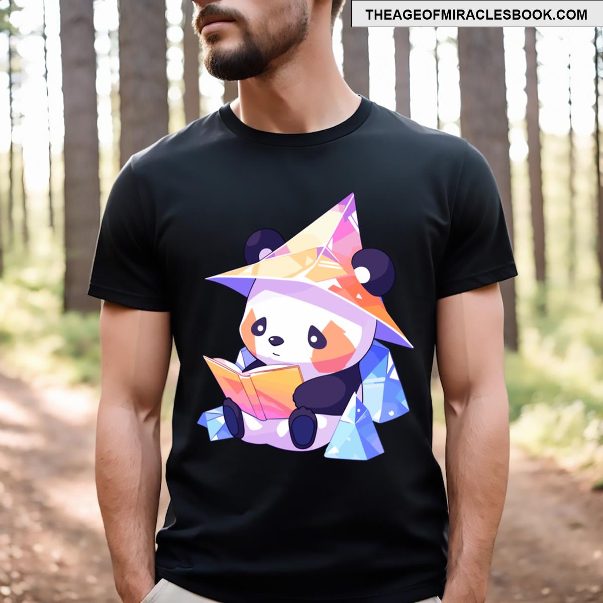 Polygon Panda Reading A Book T-shirt