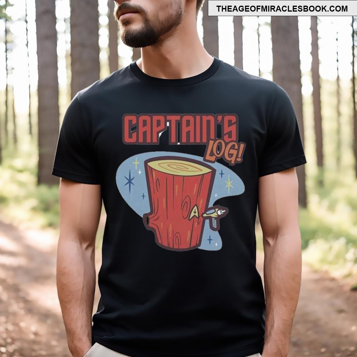 Wood Captain’s Log Cartoon T-shirt