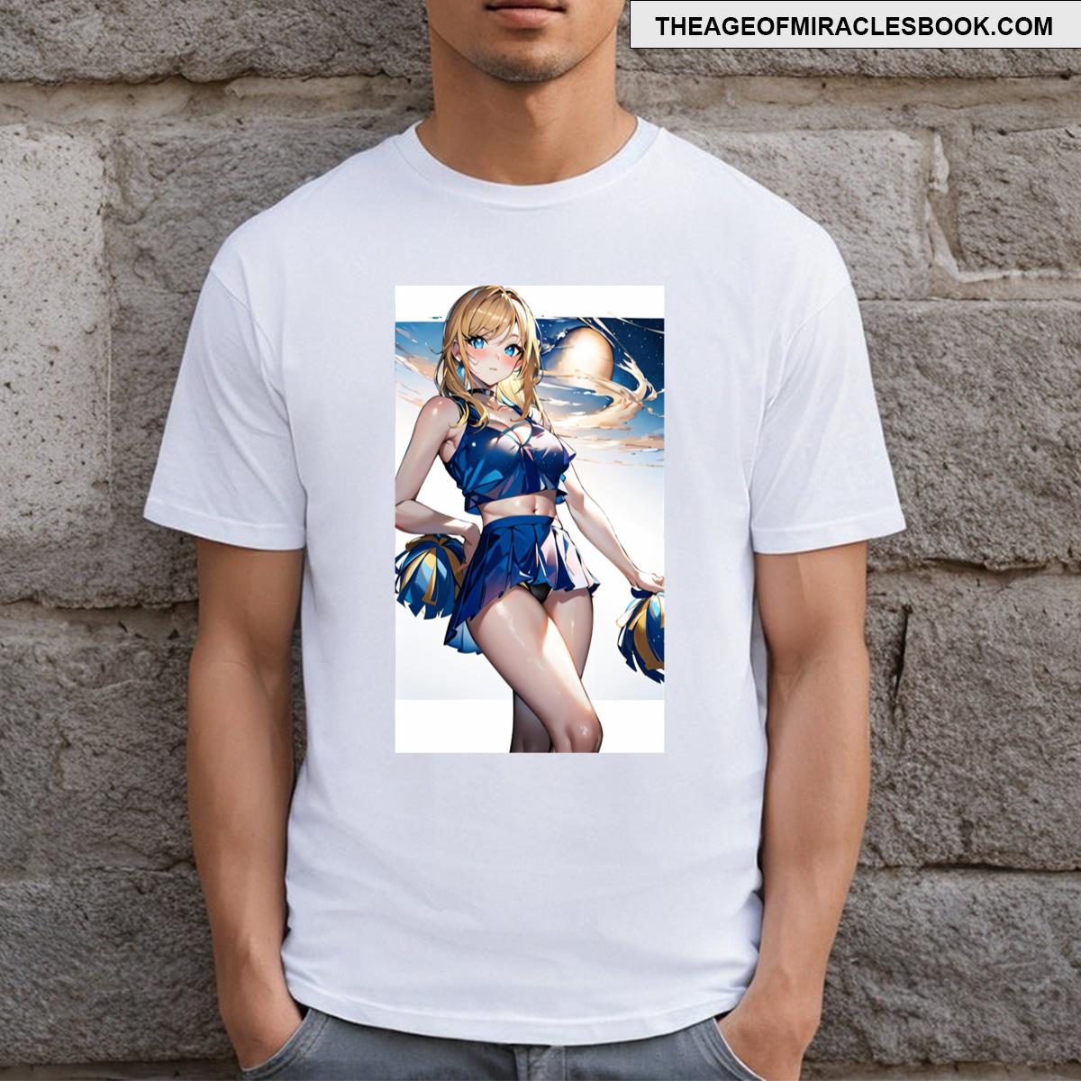Blue Team Cheerleader With Pompoms T-shirt