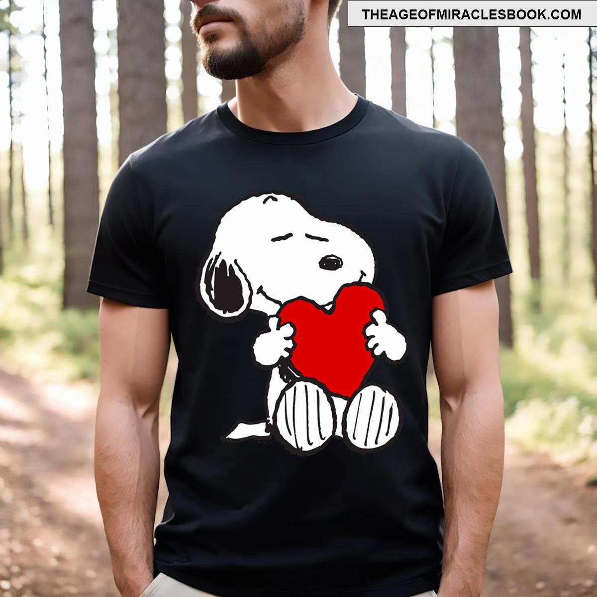 Peanuts Valentine Snoopy Hugging Heart T-shirt