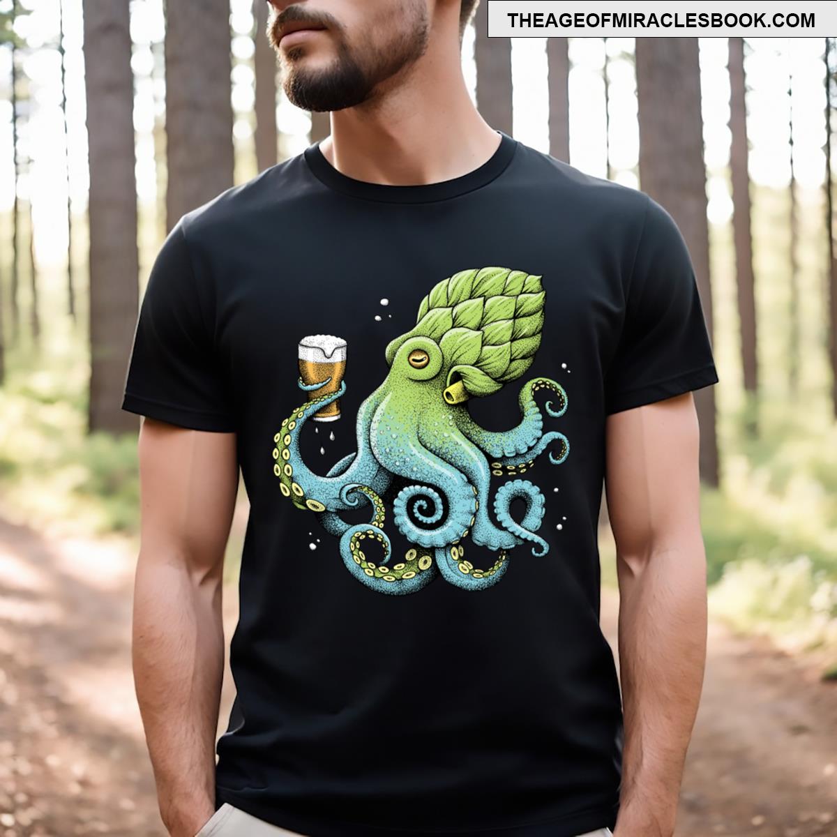 Hoptopus Octopus Drinking Beer T-shirt