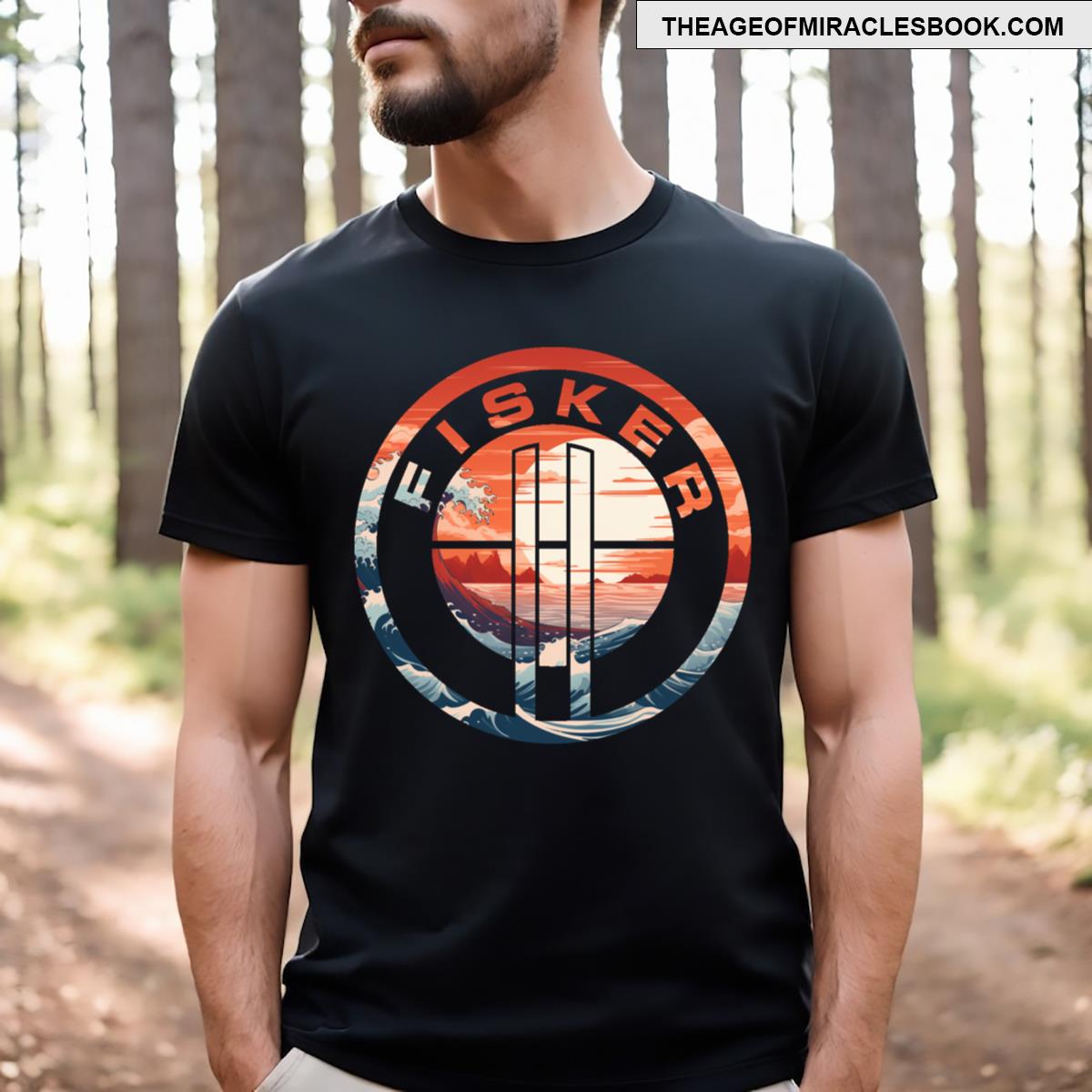 Fisker Ocean Logo Sunset Waves Essential T-shirt