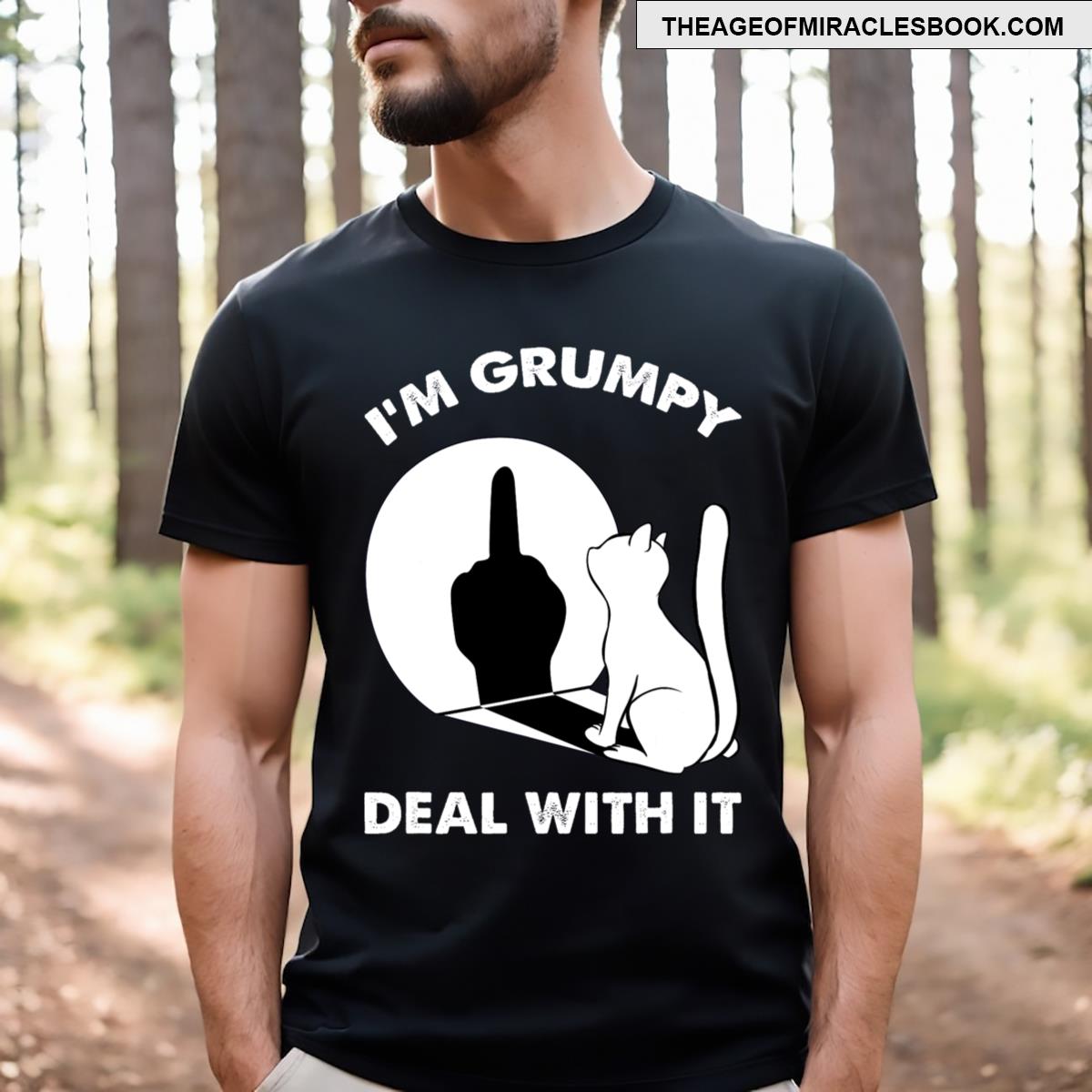 Funny Cats Cat Shadow I’m Grumpy Deal With It T-shirt