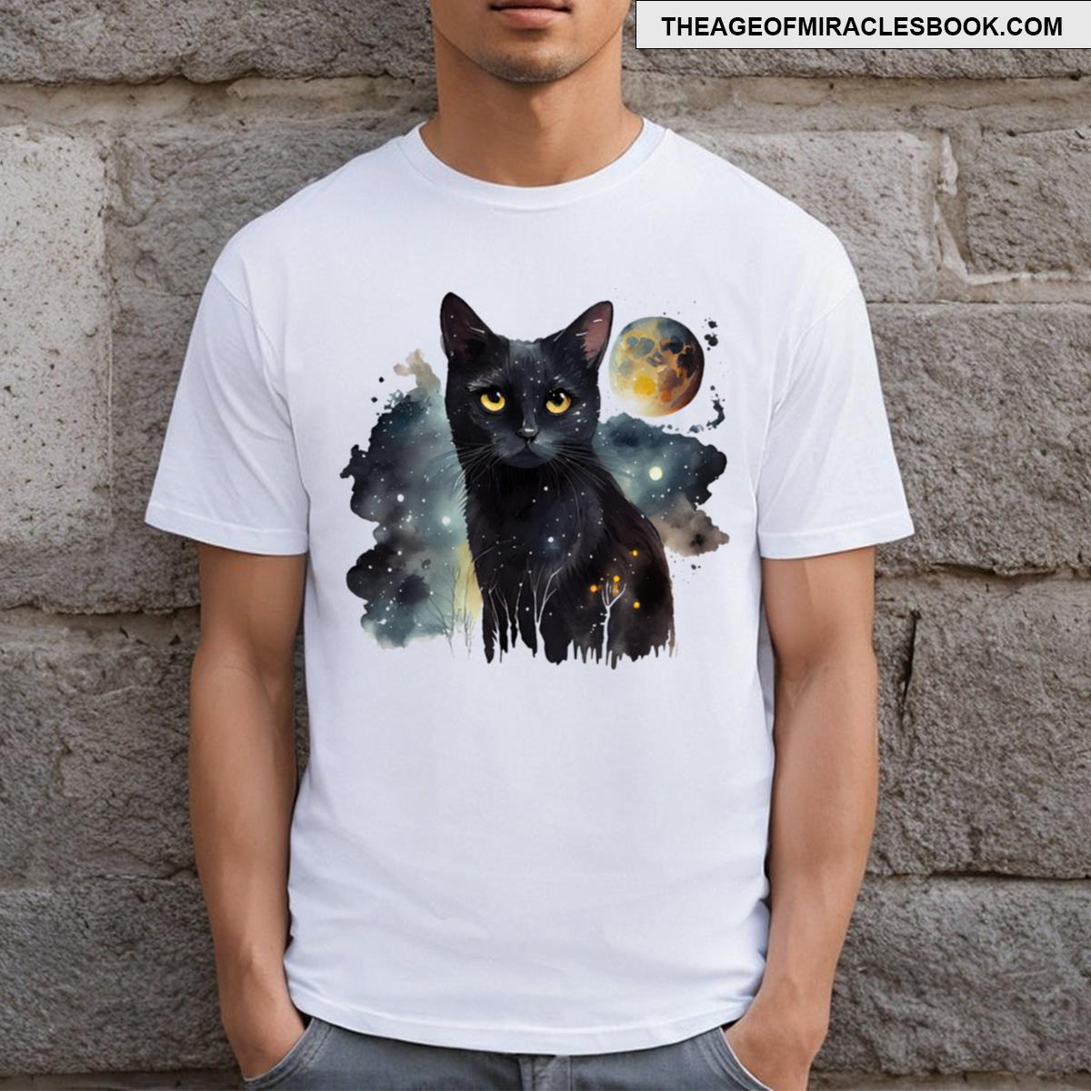 Meoon Black Kitten And Sticker T-shirt