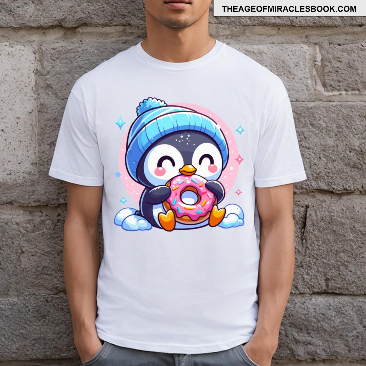 Cute Penguin Eating Donut T-shirt