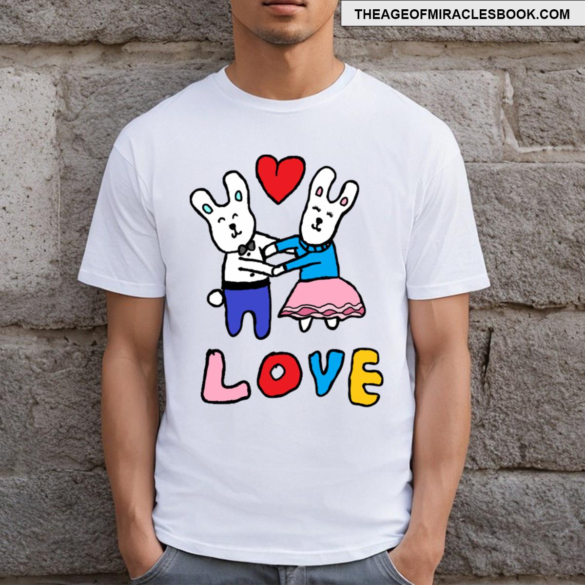 Love Bunny Rabbits Hand Drawing T-shirt