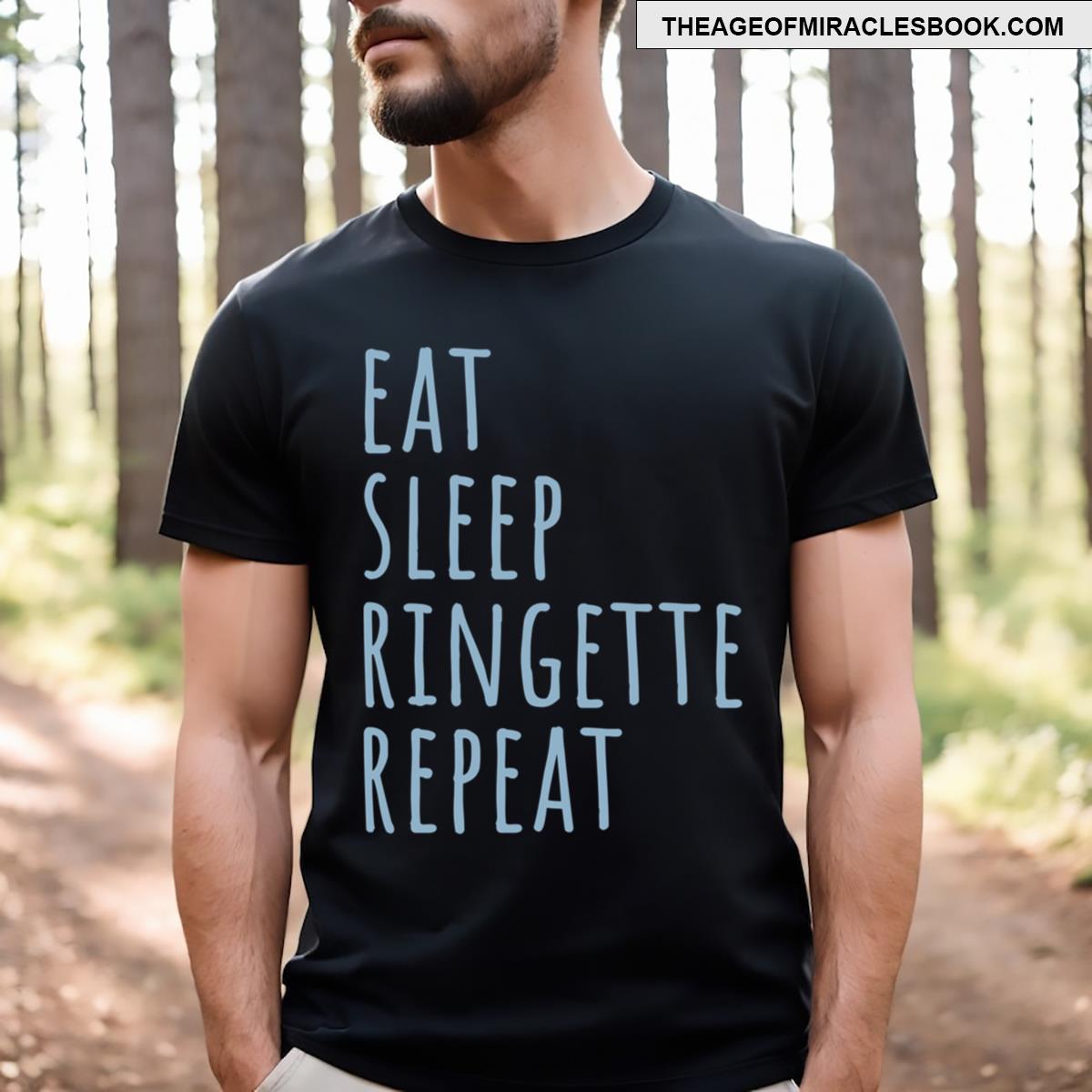 Eat Sleep Ringette Repeat Elegant Lightblue Text Design T-shirt