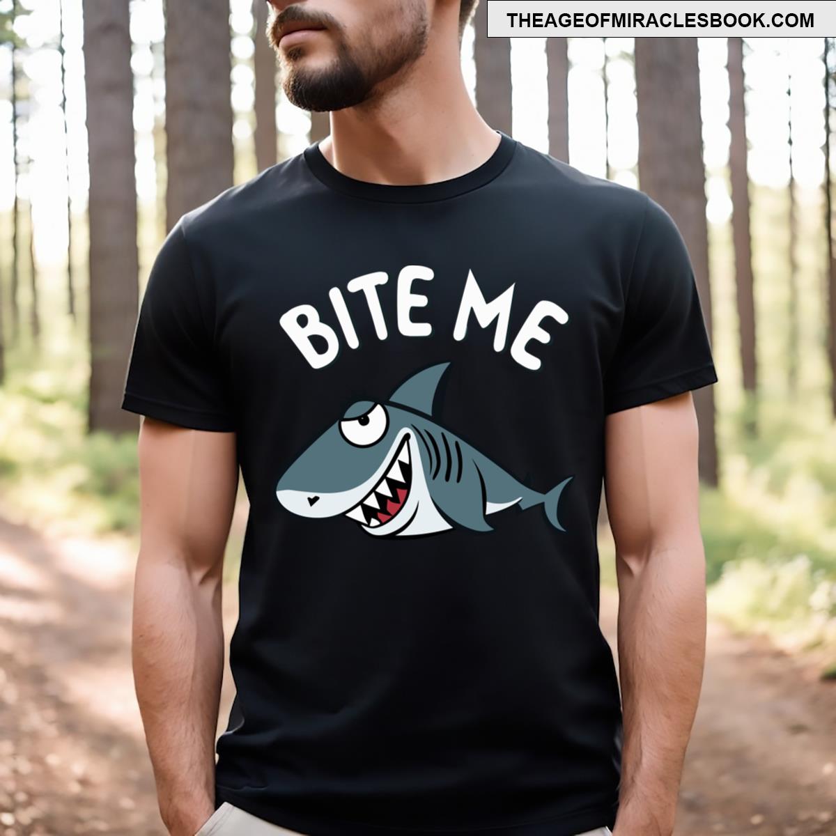 Cartoon Shark Bite Me T-shirt