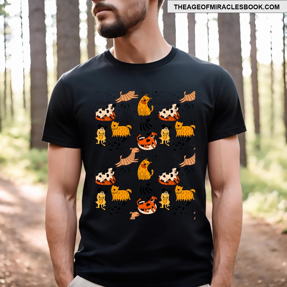 Colorful Dogs Seamless Pattern T-shirt