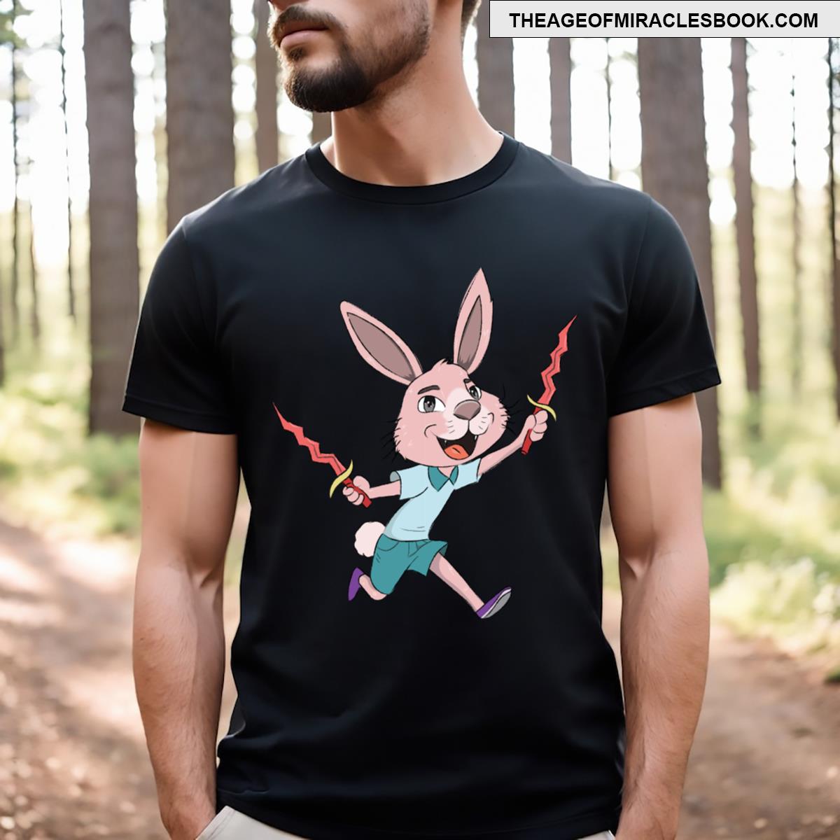 Cute Bunny Running With Daggers T-shirt