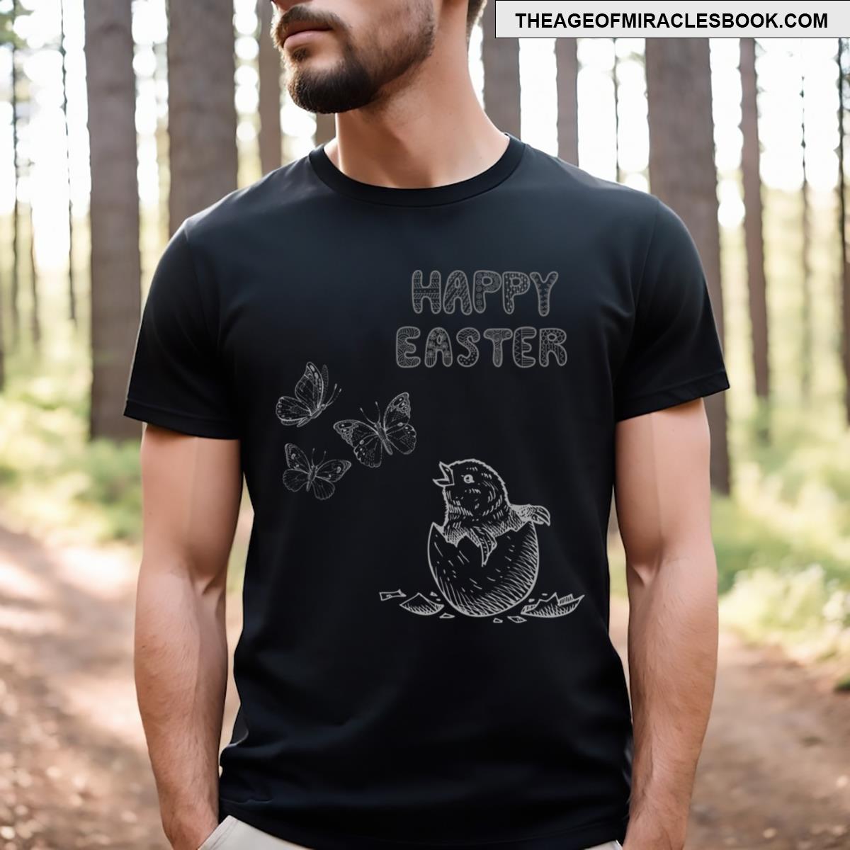 Eggcited Artistically Drawn Easter Design T-shirt