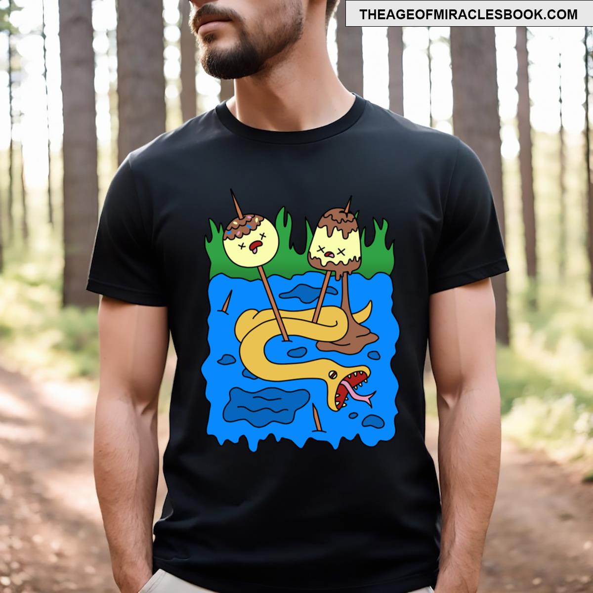 Marceline And Bubblegum With Black Background T-shirt