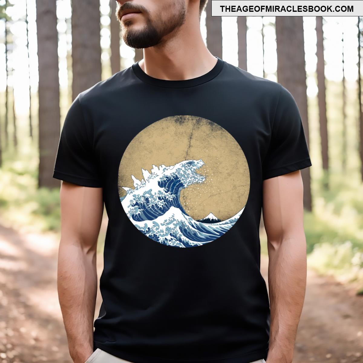 Hokusai Kaiju Vintage Version T-shirt