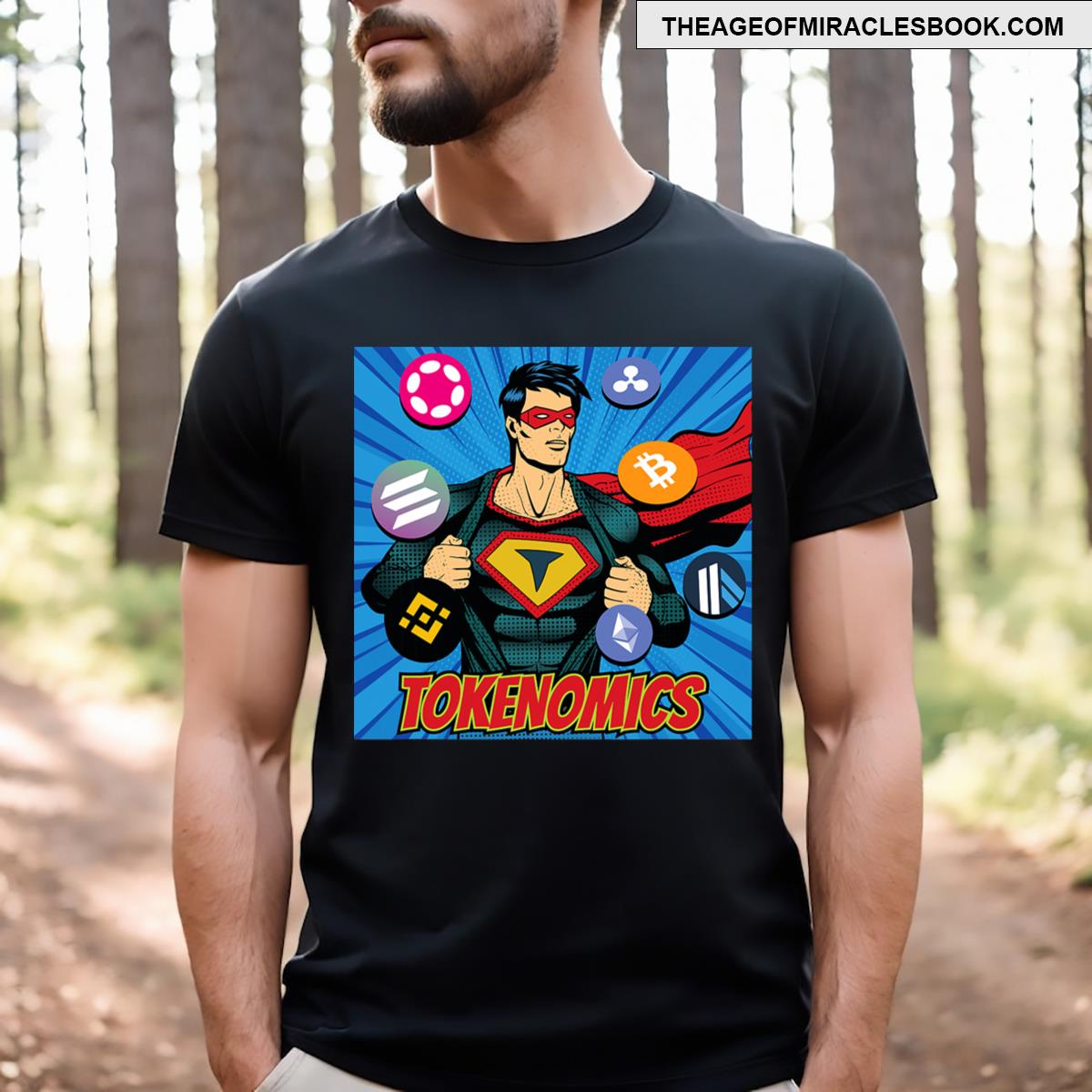 Tokenomics Cryptocurrency Superhero Bitcoin T-shirt