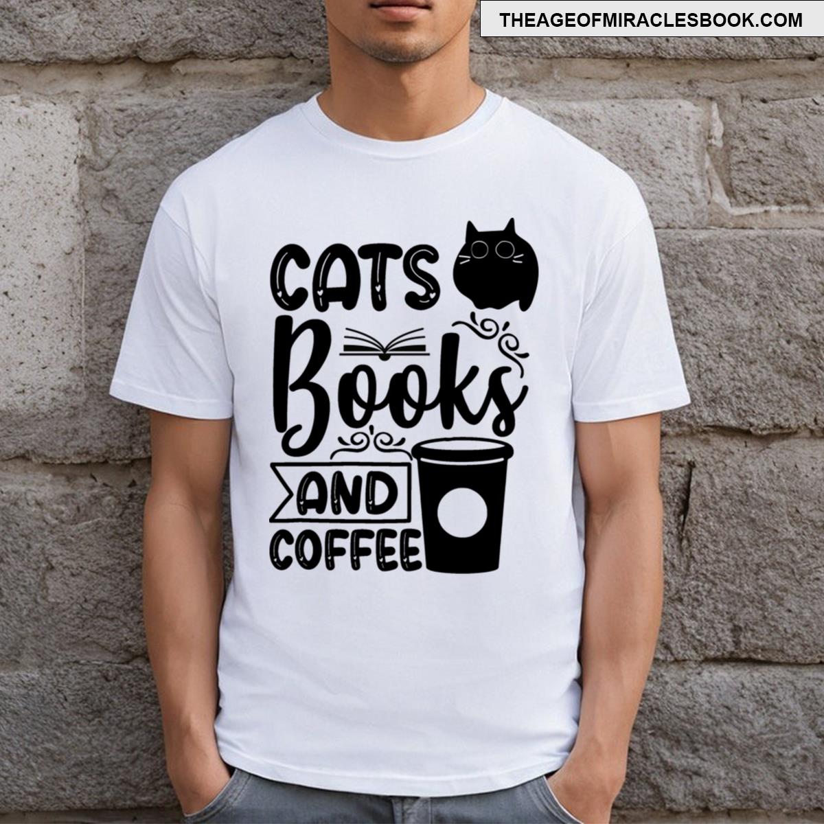 Cats Books Coffee T-shirt