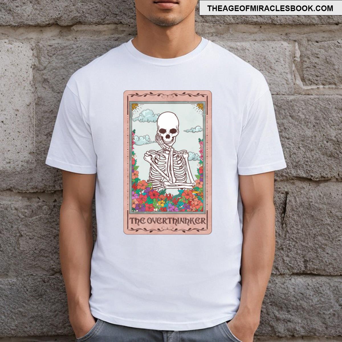Retro The Overthinker Tarot Card Skeleton T-shirt
