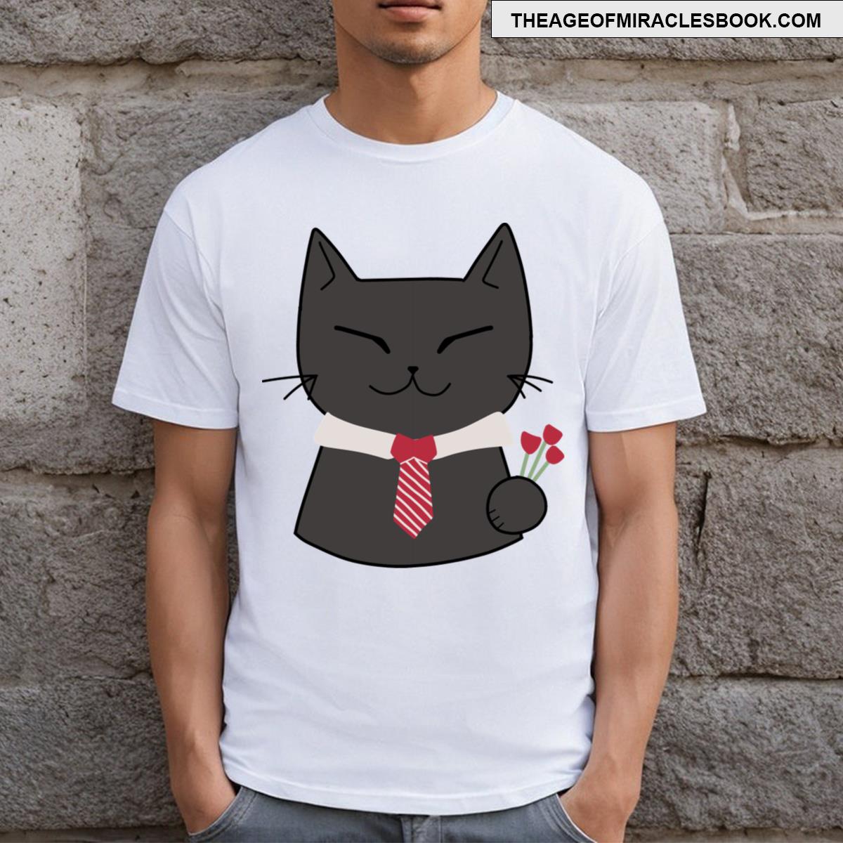 Cat With A Rose T-shirt