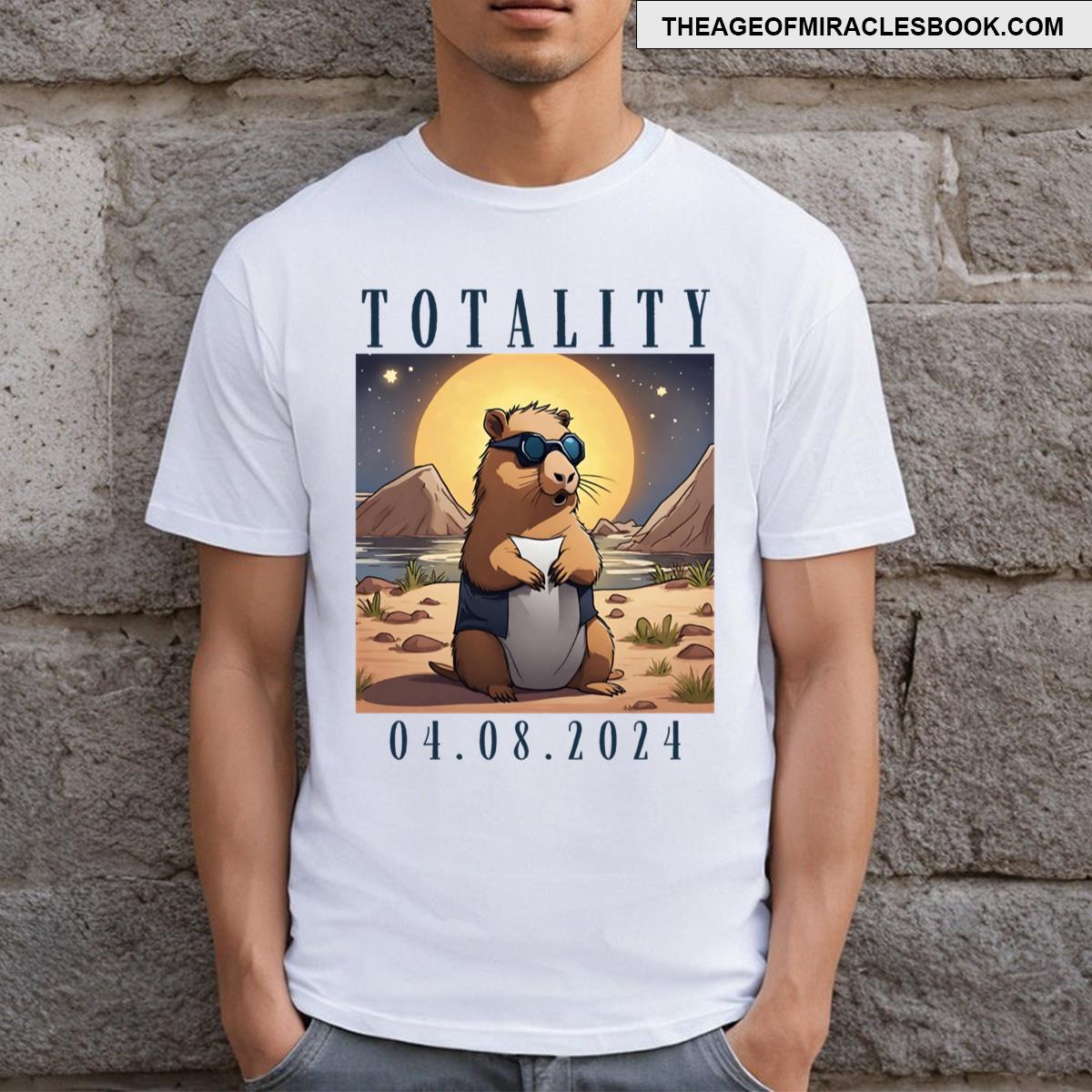 Eclipse Watching Capybara Totality April 8 2024 T-shirt