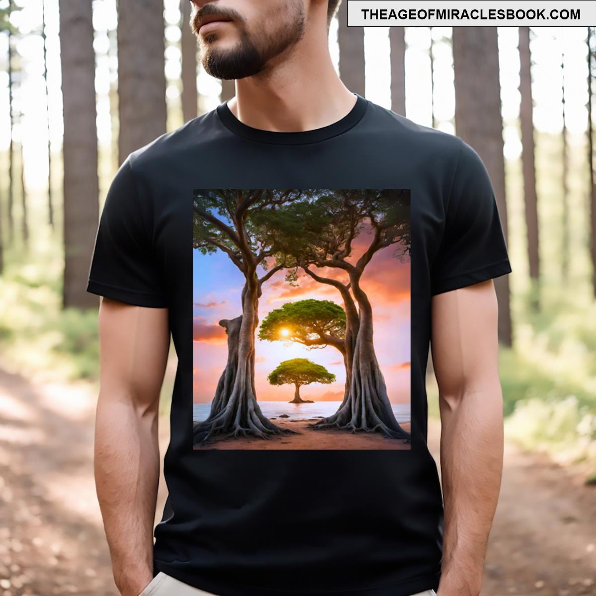 Layered Surreal Banyan Tree Sunset T-shirt