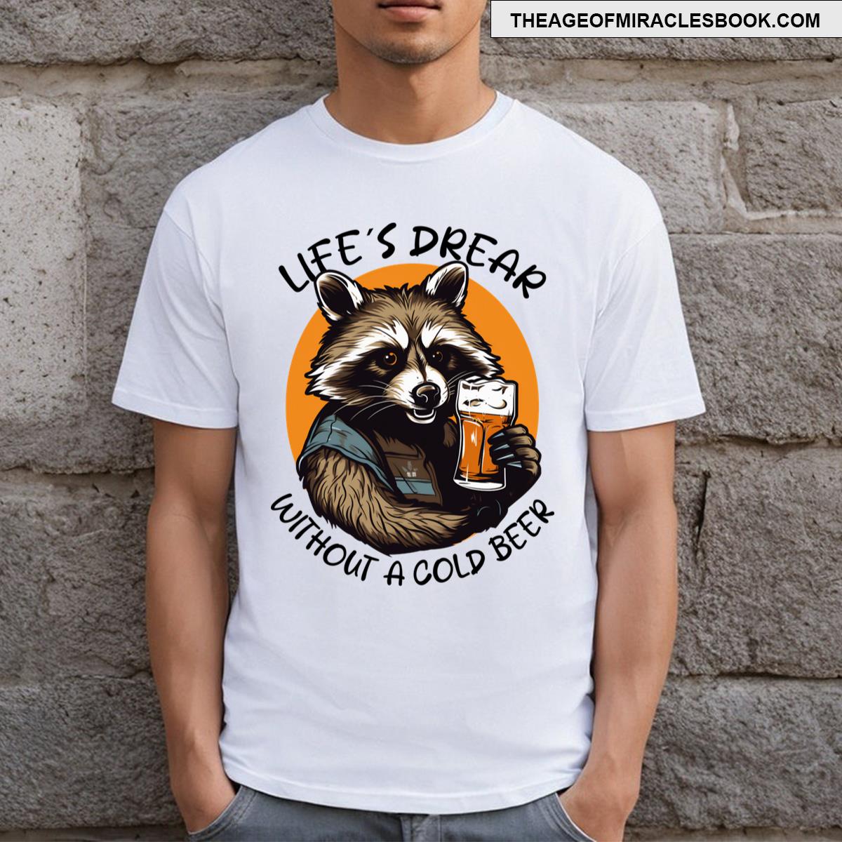 Raccoon Drinking Beer T-shirt