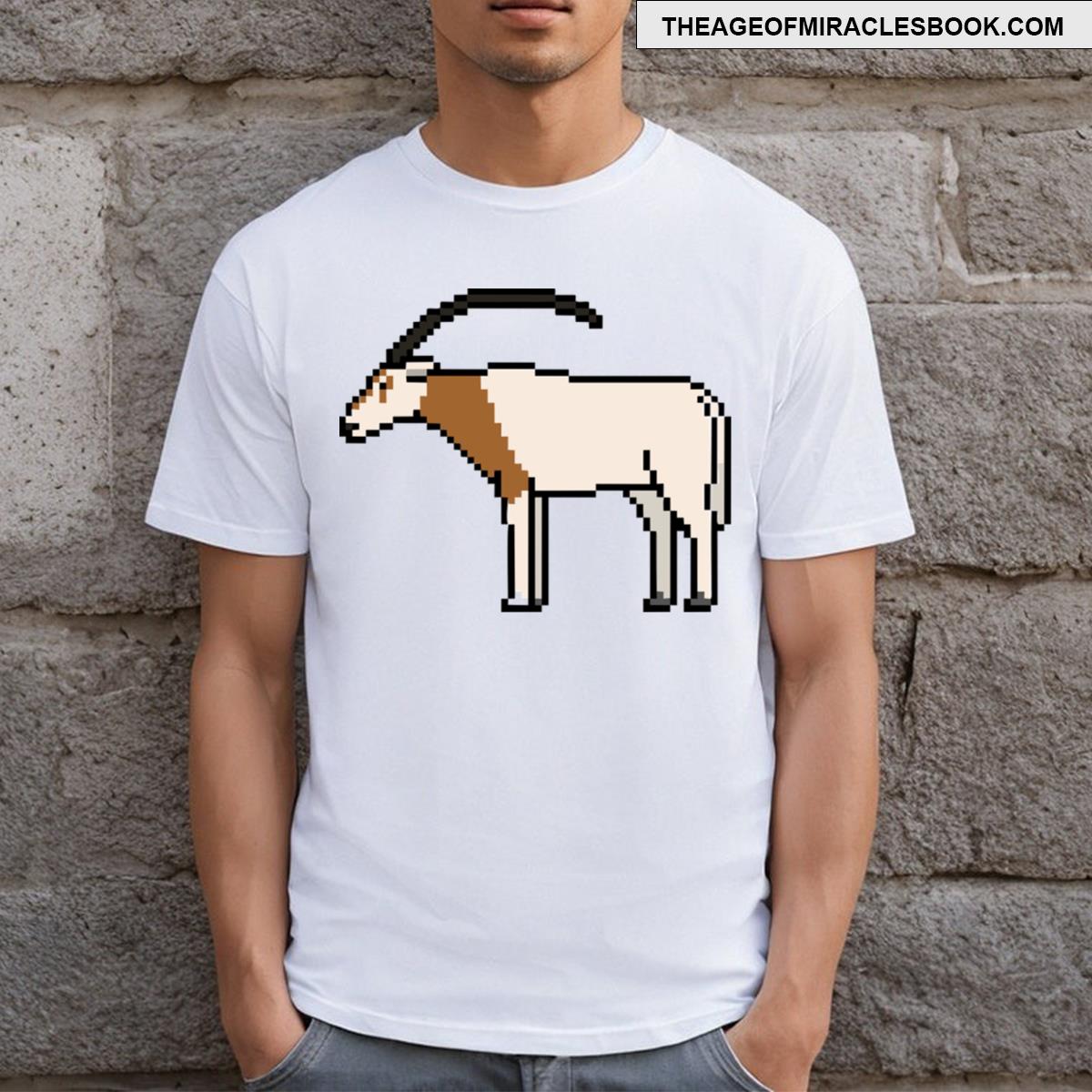 Scimitar Horned Oryx Animal Pixel T-shirt