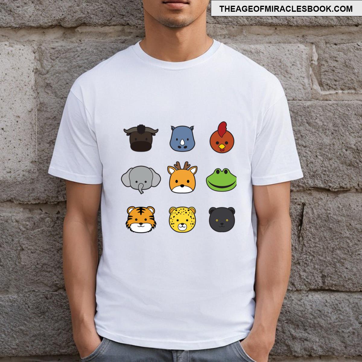 Animal Faces Stroke Cartoon Set 2 Forest T-shirt