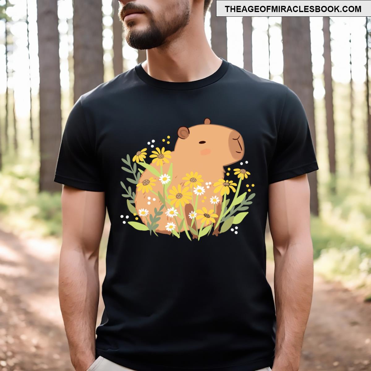 Capybara With Daisy Flowers T-shirt