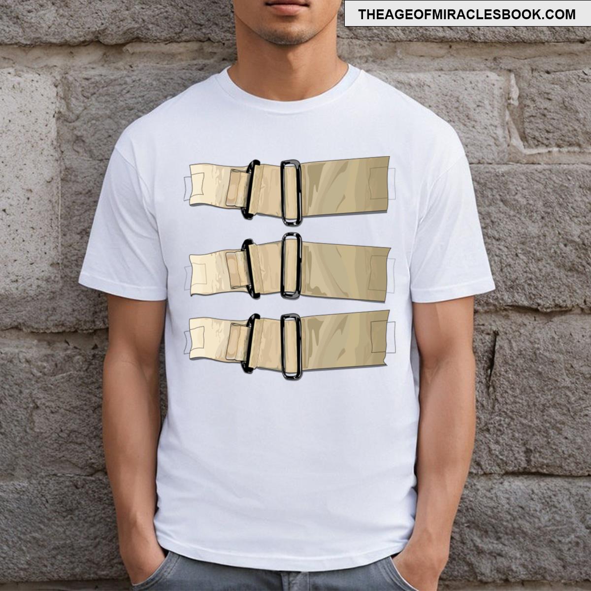Khaki Fastening Straps T-shirt