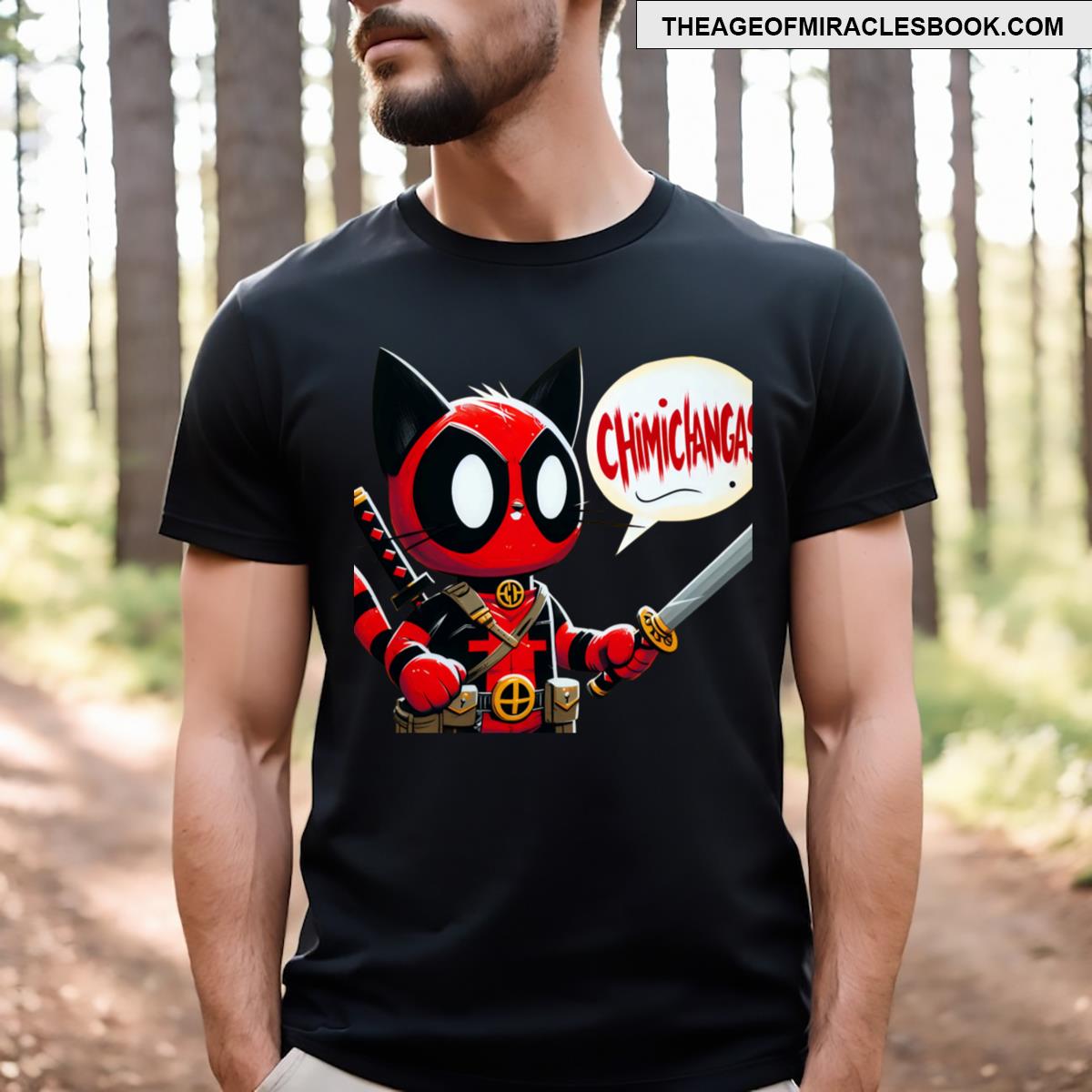 Cat Deadpool Cartoon T-shirt