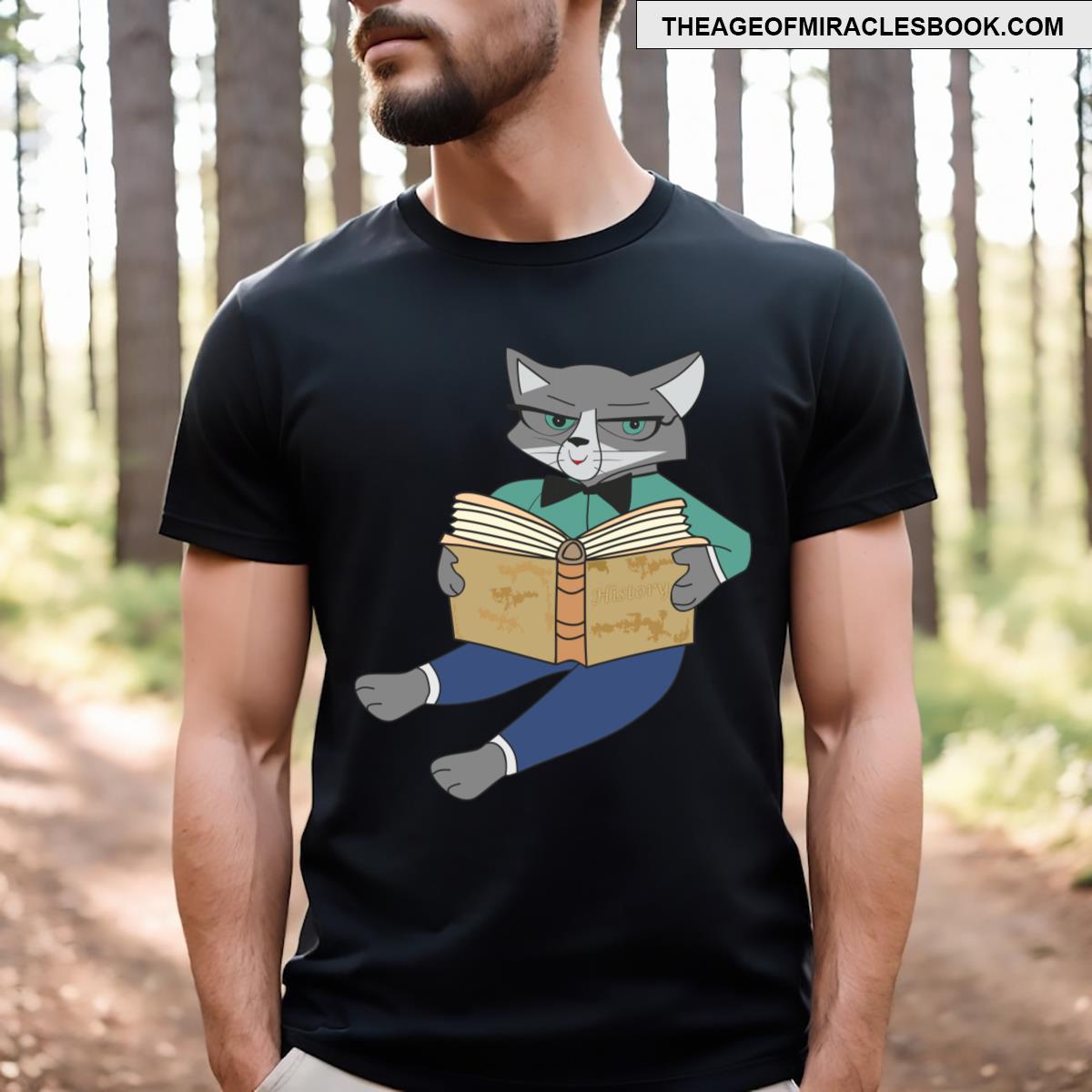 Cat Reading A History Book T-shirt